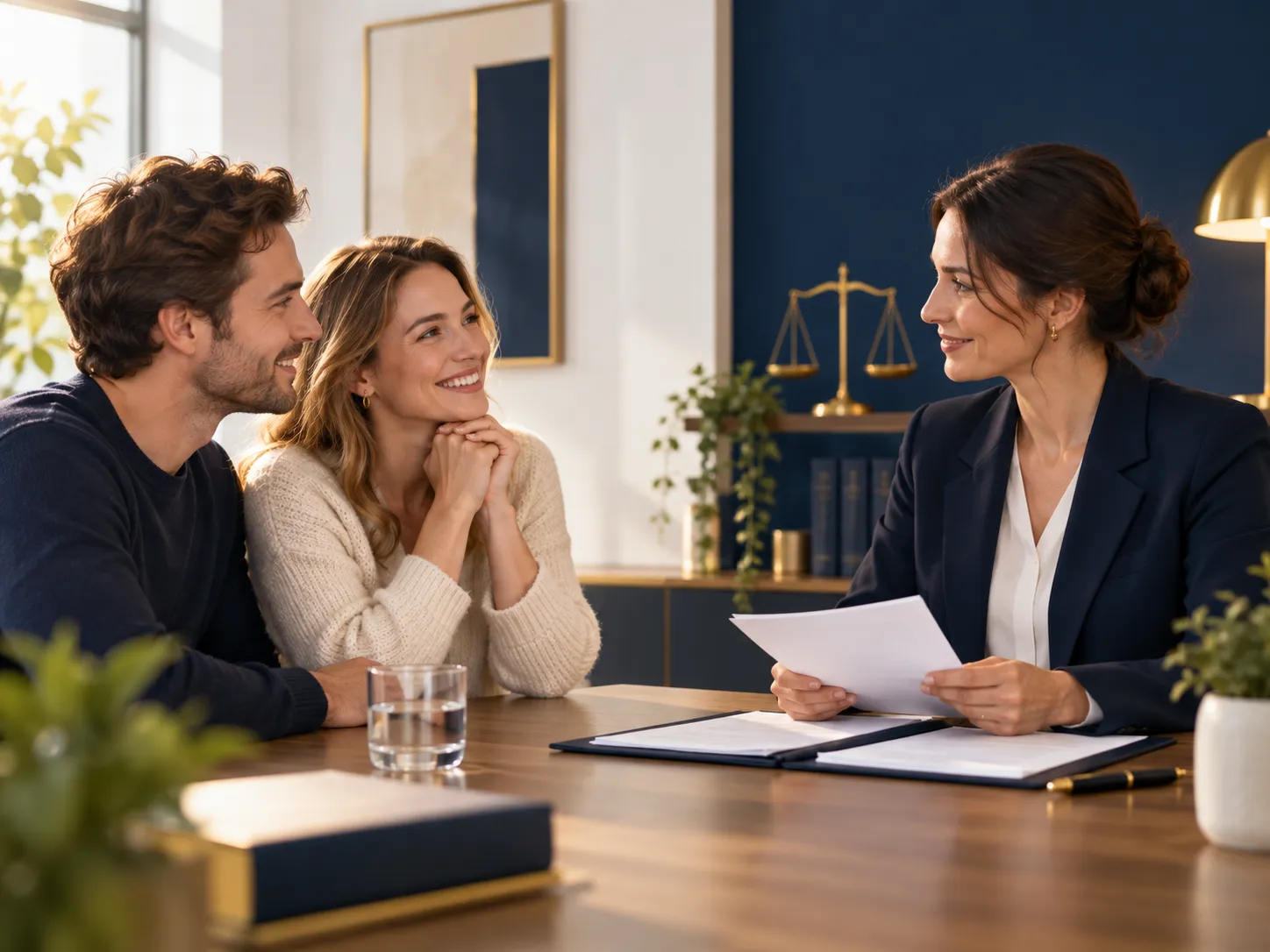 Tevreden stel ontvangt duidelijke juridische begeleiding tijdens een persoonlijk gesprek.